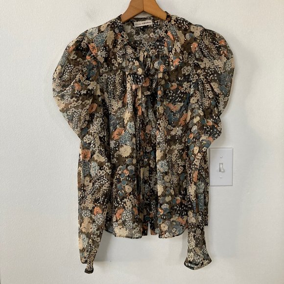 Ulla Johnson Colette Silk Blouse Night Garden - Picture 10 of 14